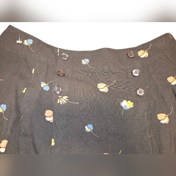 Free People Lovers Lane Black Floral Pleated Academia Mini Skirt Size 10 - Picture 2 of 5